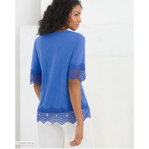 Lace Trim Cotton-Slub Tee - Picture 3 of 3